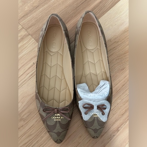 COACH ANNABEL SIG BALLET  KHAKI/SADDLE JACQUARD WOMEN’S SIZE 6 B US NEW - Picture 3 of 11